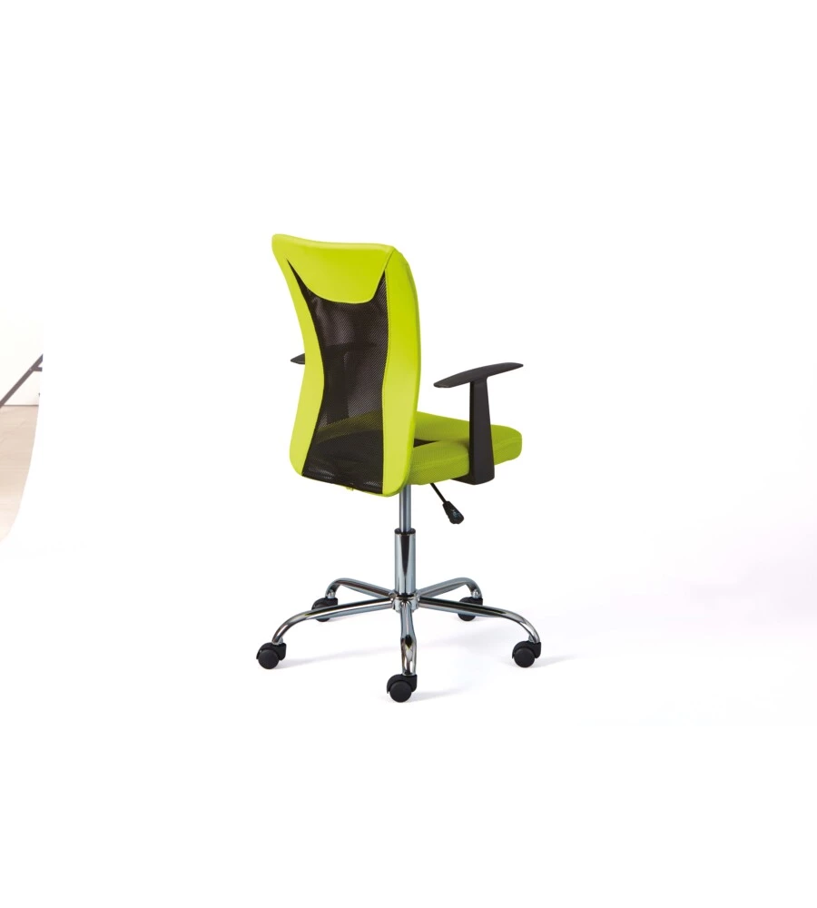 POLTRONCINA UFFICIO VERDE CON BRACCIOLI E RUOTE, 55X54,5X85-95 CM